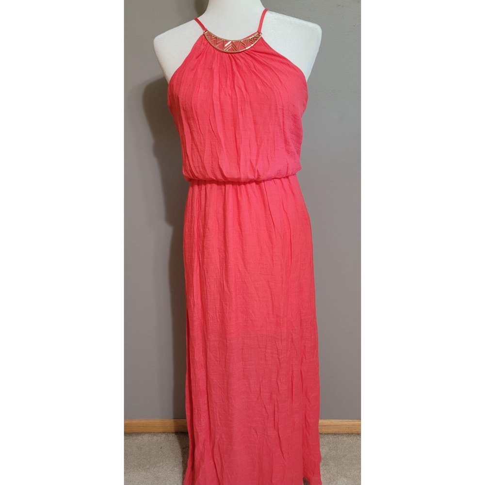 Lily Rose Watermelon Pink Halter Maxi Dress